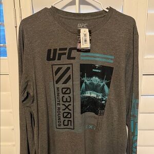 UFC Charcoal and Teal Graphic Long Sleeve Men's Tee